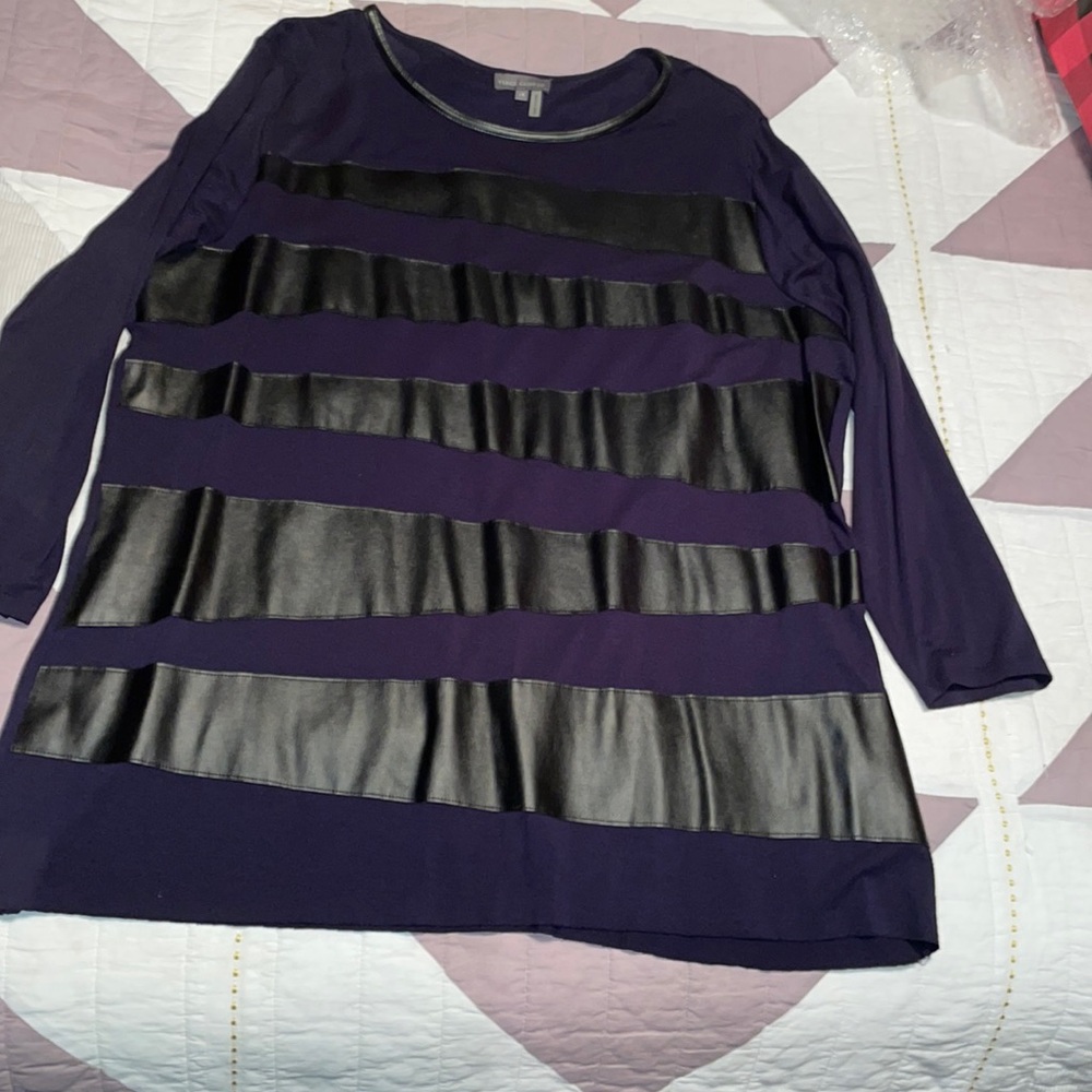 Sweet Vince Camuto Vegan leather trim top